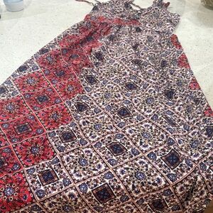 Elegant Multicolor Patterned Maxi Dress Size XS